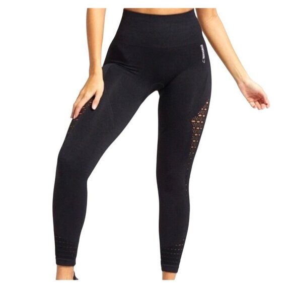 Gymshark Energy+ Seamless Black High-Waisted Stretchy Full-Length Leggings XS - Picture 1 of 12